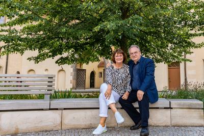 Dr. Reiner Haseloff (Ministerpr?sident des Landes Sachsen-Anhalt) und Dr. Gabriele Haseloff (Gattin des Ministerpr?side-stock-foto