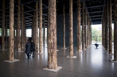 Sticks and Stones David Chipperfield DEU Deutschland Germany Berlin 30 09 2014 Baumst?mme in de-stock-foto