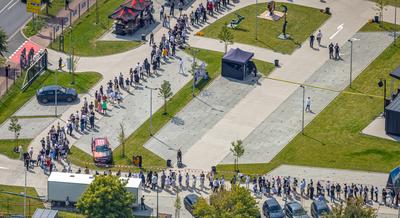 Luftbild Hamm Kunstgalerie Mensing, Event, 1000 Besucher werden in der Kunstgalerie Art Cube erwartet, Ex-Rapper Kollega-stock-foto