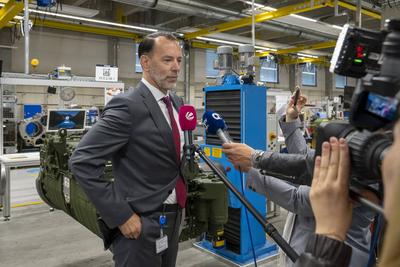 Augsburg, Bavaria, Germany - 8 July 2025: Dr. Alexander Sagel (RENK GROUP), member of the Executive Board of RENK Group-stock-foto