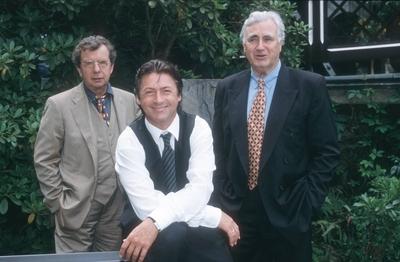 M?nner sind was Wunderbares (ZDF) v.li.: H. Karasek, H. Herrmann, K. M. Vogler 08/96 am TV Fernsehen Schauspiel drau?en-stock-foto