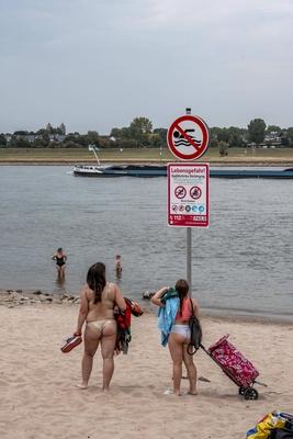 Badeverbot Rhein-stock-foto