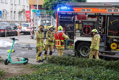 ?bungsdienst der Freiwilligen Feuerwehr Hannover. Katastrophenschutz, ABC-Dekontanimation.-stock-foto
