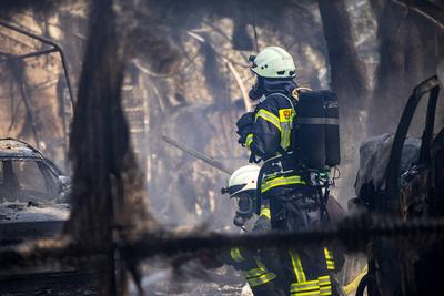 Gro?brand in Offenbach-stock-foto