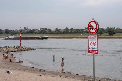 Badeverbot Rhein-stock-foto
