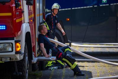 Gro?brand in Offenbach-stock-foto