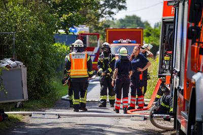 Gro?brand in Offenbach-stock-foto