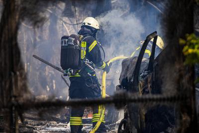 Gro?brand in Offenbach-stock-foto