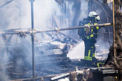 Gro?brand in Offenbach-stock-foto