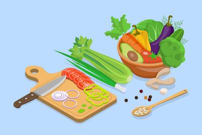 3D Isometric Flat  Illustration of Tasty Recipes, Homemade Food Preparation<br>3D Isometric Flat  Illustration of Tasty Recipes, Homemade Food Preparation-stock-foto