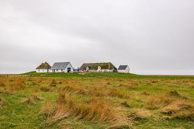 Weg zur Hamburger Hallig Salzwiesen-stock-foto