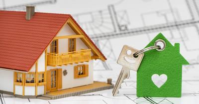 Hausbau und Hauskauf mit Schl?sel-stock-foto