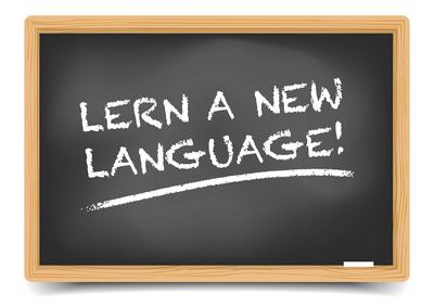 Blackboard Learn Language detailed illustration of a blackboard with Learn a new Language text, eps10 vector, gradient m-stock-foto