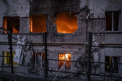 WAR-UKRAINE/ - Kharkiv - Five Shahed strikes on a residential neighbourhood, 5 dead, twenty wounded-stock-foto