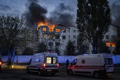WAR-UKRAINE/ - Kharkiv - Five Shahed strikes on a residential neighbourhood, 5 dead, twenty wounded-stock-foto