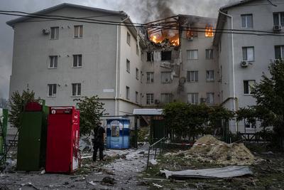 WAR-UKRAINE/ - Kharkiv - Five Shahed strikes on a residential neighbourhood, 5 dead, twenty wounded-stock-foto