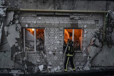WAR-UKRAINE/ - Kharkiv - Five Shahed strikes on a residential neighbourhood, 5 dead, twenty wounded-stock-foto