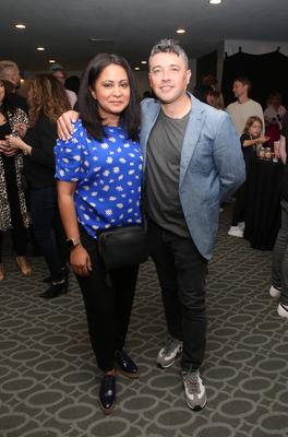 LOS ANGELES, CA - OCTOBER 12: Parminder Nagra, George Valencia, Premiere Of Season 2 Of LA GOLDA at Harmony Gold Theatre-stock-foto