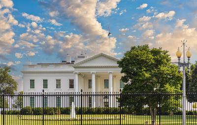 Panoramic view of the White House in Washington DC, USA Panoramic view of the White House, the residence and workplace o-stock-foto