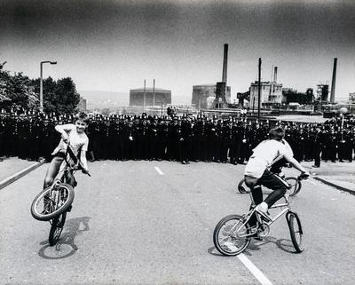Battle of Orgreave in South Yorkshire 1984-stock-foto