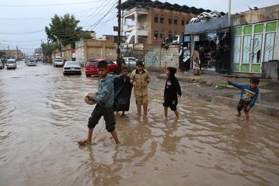 Heavy Rainfall, in Sana'a, Yemen-stock-foto