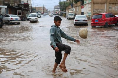 Heavy Rainfall, in Sana'a, Yemen-stock-foto