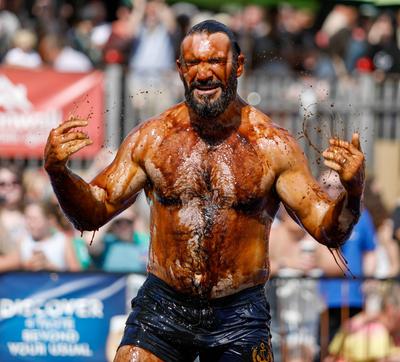 World Gravy Wrestling Championship-stock-foto