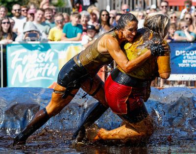 World Gravy Wrestling Championship-stock-foto