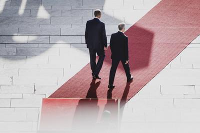 Bundeskanzler Merz trifft kanadischen Premierminister Carney-stock-foto