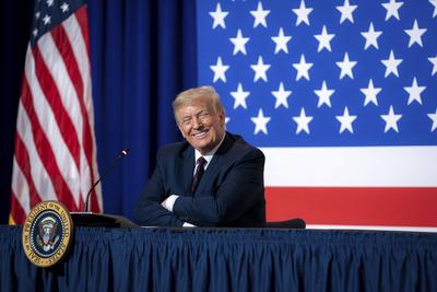 U.S President Trump Holds Roundtable on Donating Plasma at Red Cross July 30, 2020, Washington, DC, United States of Am-stock-foto