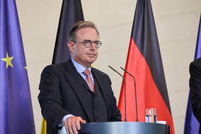 Pressekonferenz Premierminister von Belgien gemeinsam mit dem Bundeskanzler.-stock-foto