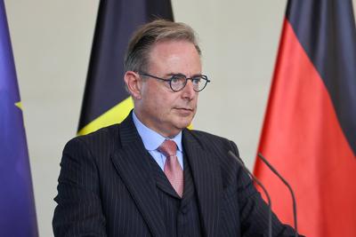 Pressekonferenz Premierminister von Belgien gemeinsam mit dem Bundeskanzler.-stock-foto