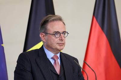 Pressekonferenz Premierminister von Belgien gemeinsam mit dem Bundeskanzler.-stock-foto