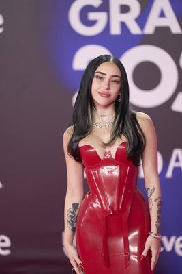 24th Annual Latin GRAMMY Awards Red Carpet Nicki Nicole attends the red carpet during the 24th Annual Latin GRAMMY Award-stock-foto