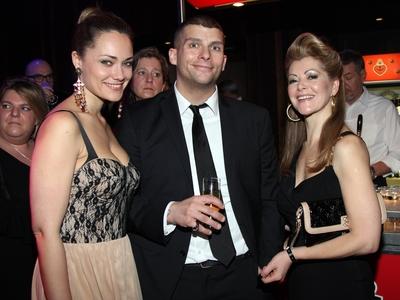 Sarah Maria Besgen , Tarek Ehlail,( Regisseur, Drehbuchautor, Produzent. ) ,Hanni Bergesch, Ahoi 2013 Neujahrsempfang im-stock-foto