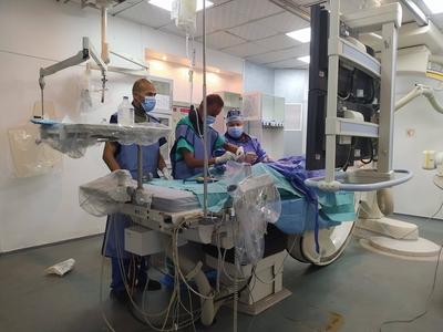 A cardiac catheterization inside al-quds hospital in gaza.-stock-foto