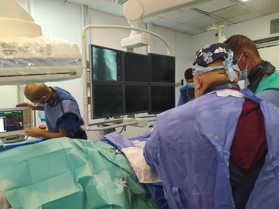 A cardiac catheterization inside al-quds hospital in gaza.-stock-foto