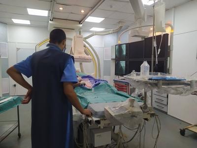 A cardiac catheterization inside al-quds hospital in gaza.-stock-foto