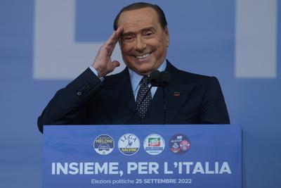 Italy: Closure of the centre right Silvio Berlusconi leader Forza Italia party during Together for Italy Fratelli d ital-stock-foto