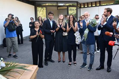 Db Milano 04/09/2024 - funerali Emilio Fede / foto Daniele Buffa/Image nella foto: funerali Emilio Fede *** Db Milan 04-stock-foto
