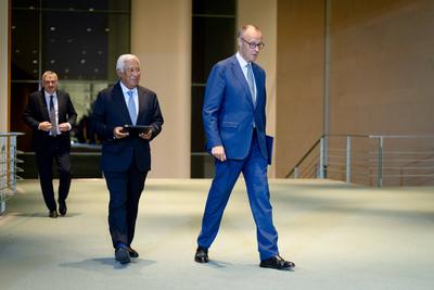 Pr?sident, Europ?ischer Rat, Ant?nio Costa, Bundeskanzler, Friedrich Merz-stock-foto