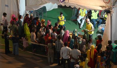 Relief Camp For Yamuna River Flood Victims In Delhi-stock-foto