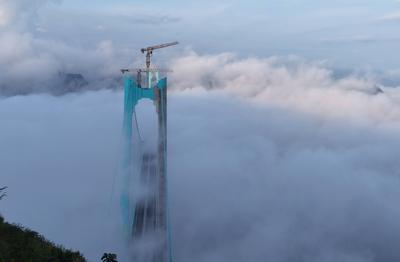 ANSHUN, CHINA - AUGUST 24: Aerial view of Huajiang Grand Canyon Bridge on August 24, 2025 in Anshun, Guizhou Province of-stock-foto