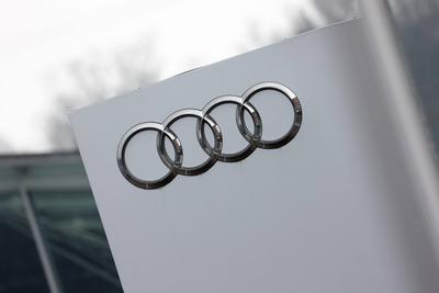 Audi Logo, Audizentrum in Siegen. Audi am 17.02.2024 in Siegen/Deutschland. *** Audi Logo, Audi Center in Siegen Audi on-stock-foto