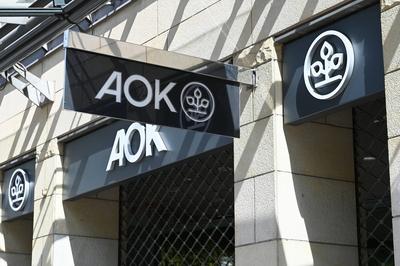 Logo Schriftzug Allgemeine Ortskrankenkasse AOK. Die Gesundheitskasse, sie besteht derzeit in Deutschland aus elf rechtl-stock-foto