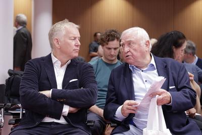 Journalist Johannes B.Kerner, Ulli Wegner, fr?herer Trainer im Profiboxsport, Deutschland, Berlin, Sportgespr?ch: Sporth-stock-foto