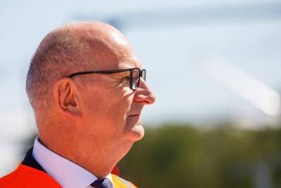 Inbetriebnahme Bahn-Logistikstelle Cottbus - Dr. Dietmar Woidke-stock-foto