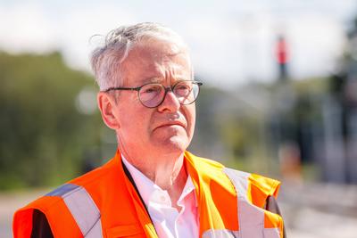 Inbetriebnahme Bahn-Logistikstelle Cottbus-stock-foto