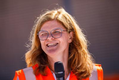 Inbetriebnahme Bahn-Logistikstelle Cottbus - Dr. Daniela Gerd tom Markotten-stock-foto
