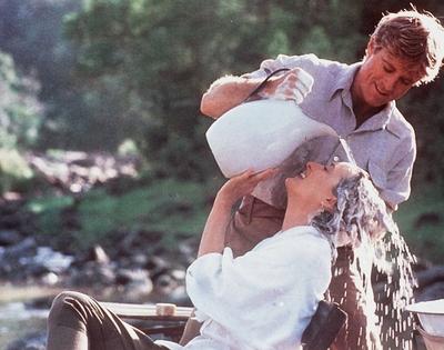 Jenseits von Afrika 1985 W?hrend eines Ausflugs im afrikanischen Busch verbringen Karen MERYL ST-stock-foto